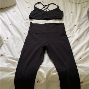 Black Crop Top Leggings Two Piece Set